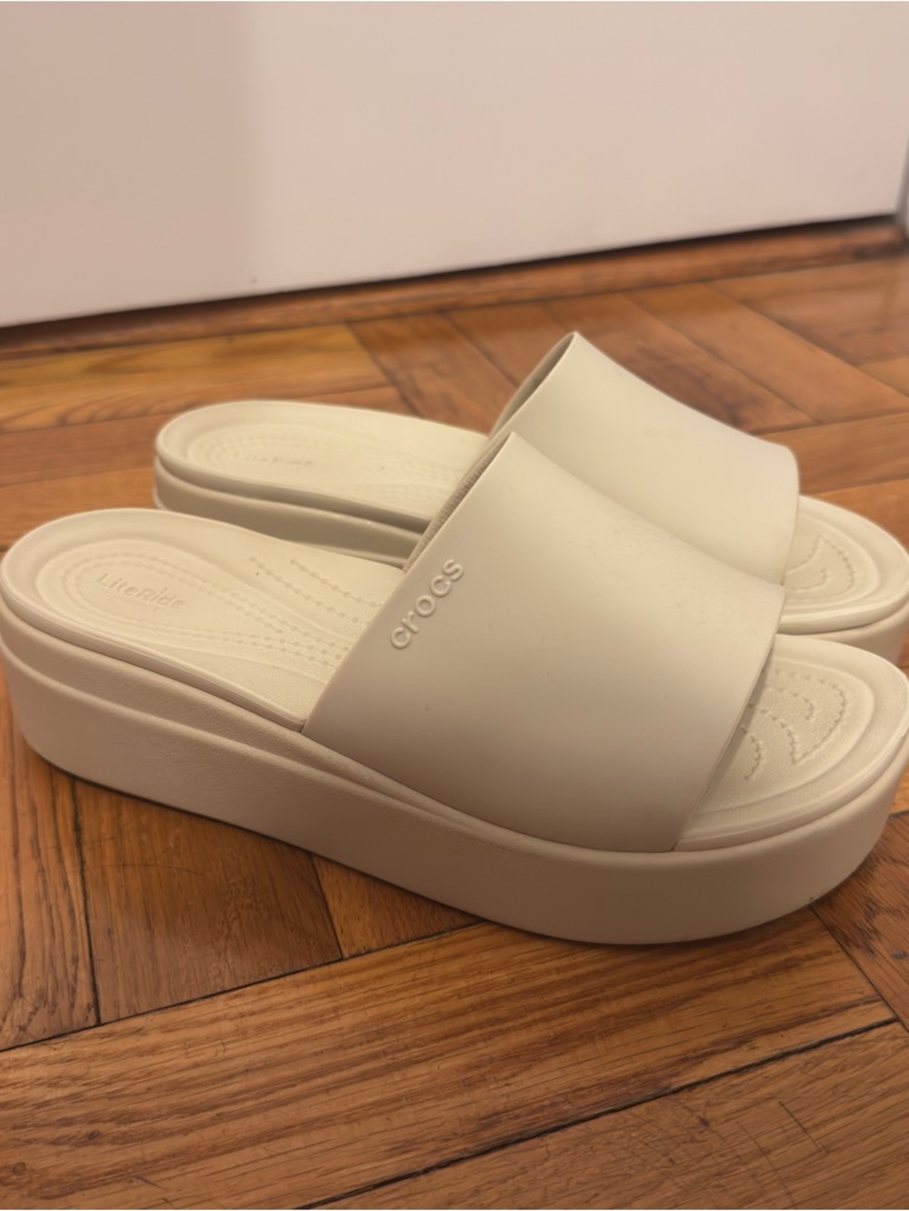 Crocs Brooklyn Slide Wedge Sandal Cream
